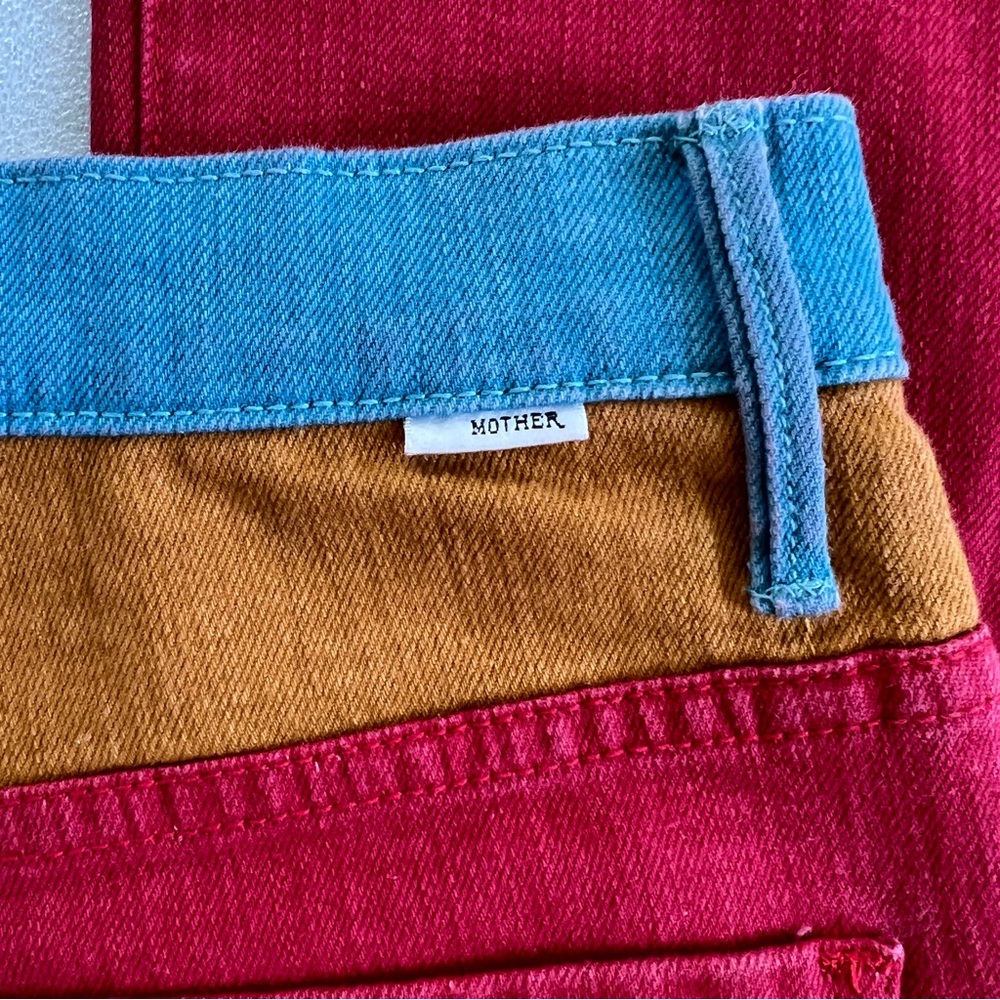 RARE!! MOTHER Colorblock Patch Pocket Flare High Rise Jeans - Picture 6 of 9